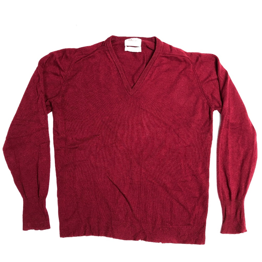 Ovris Red Men's V Neck Sweater 2 Ply Cashmere XL
